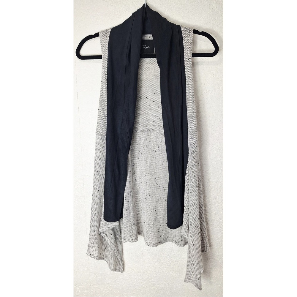 Rails Open Cardigan Sweater Asymmetrical Sleeveless Tunic Black White Sz Large